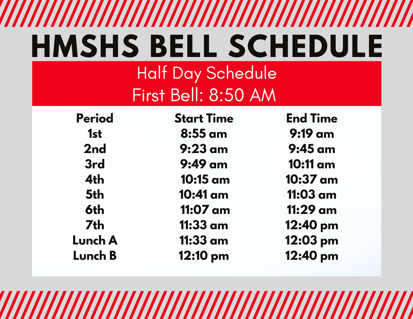 Half Day Schedule